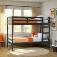 thumbnail image 1 of Walker Edison Modern Solid Wood Twin Over Twin Bunk Bed, Black, 1 of 14