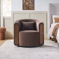 thumbnail image 1 of Walker Edison Modern Upholstered Swivel Barrel Armchair, Cafe Noir, 1 of 15