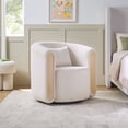 thumbnail image 1 of Walker Edison Modern Upholstered Swivel Barrel Armchair, Ivory, 1 of 15