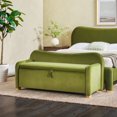 thumbnail image 1 of Walker Edison Modern Velvet Upholstered Curved Storage Bench, Green, 1 of 13