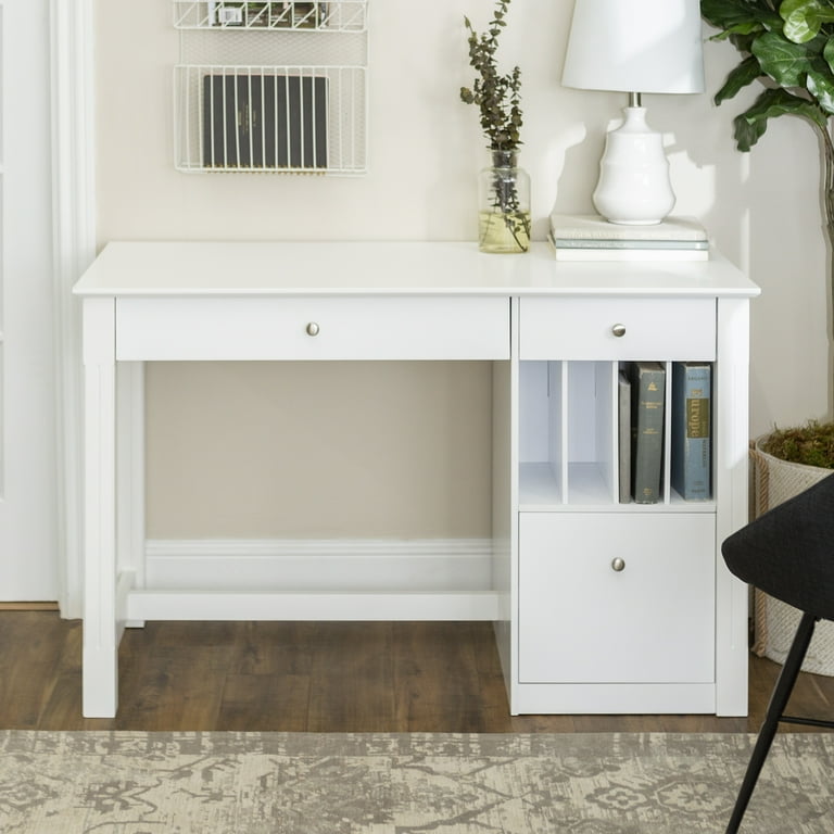 Walker Edison Deluxe White Wood Computer Desk