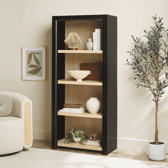 Walker Edison Modern Wood Open Bookshelf Shelving Unit, Black