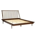 thumbnail image 1 of Mid-Century Modern Solid Wood Platform Bed Frame With Spindle Headboard, 1 of 10