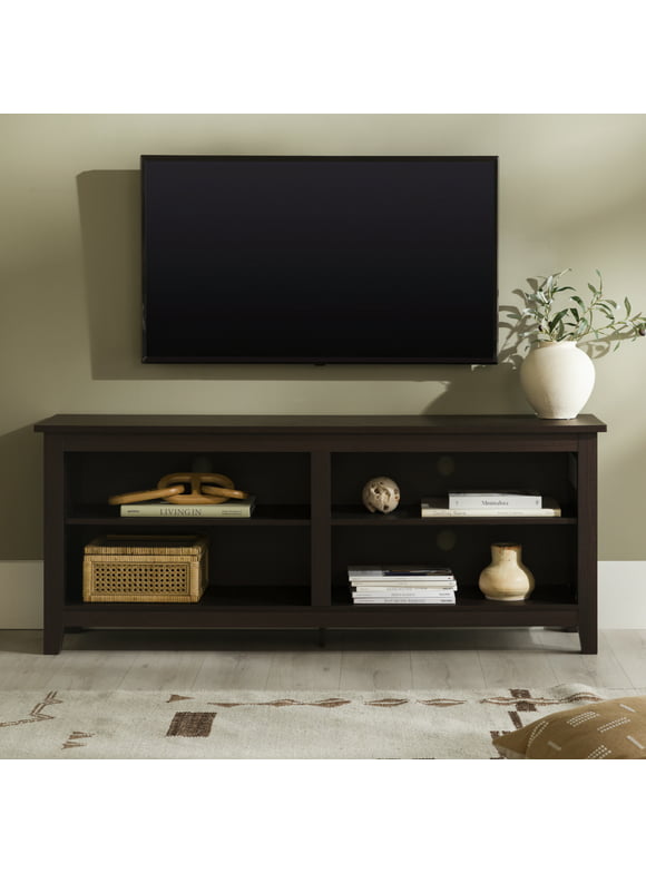 Walker Edison Open Storage TV Stand for TVs up to 65", Espresso