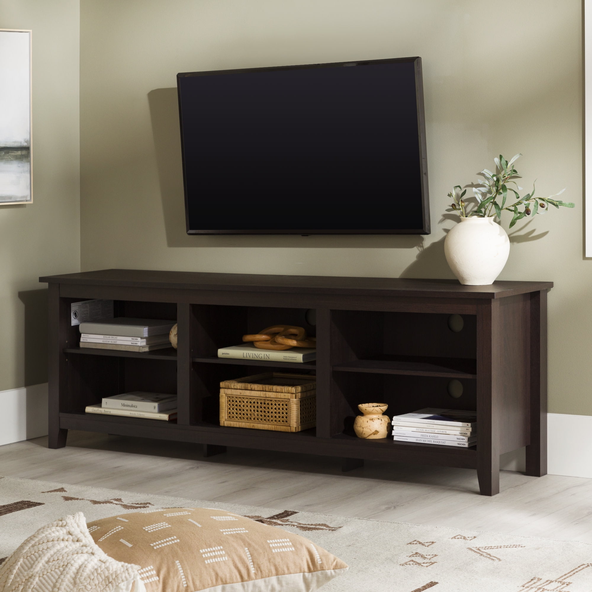 Espresso 70" MDF Wood TV Stand with Cabinet