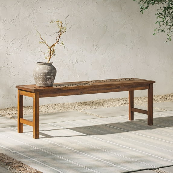 Walker Edison Outdoor Acacia Wood Bench - Dark Brown