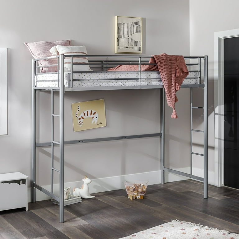 Walker Edison Premium Traditional Twin Metal Loft Bed