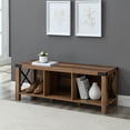 thumbnail image 1 of Walker Edison Rustic Farmhouse Entryway Storage Bench, Brown, 1 of 10