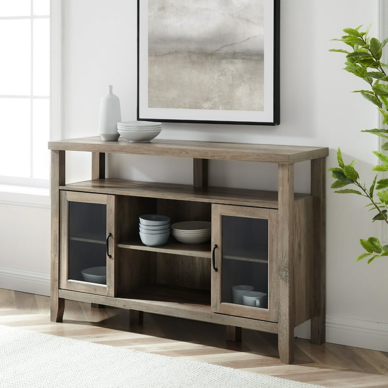 Walker Edison Rustic Glass Door Tall Buffet TV Stand for TVs up to 58