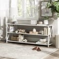 thumbnail image 1 of Walker Edison Rustic Metal 3-Shelf Bookcase, Grey Wash/White Metal, 1 of 16