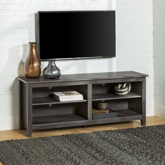 Walker Edison Open Storage TV Stand for TVs up to 65", Charcoal