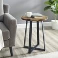 thumbnail image 1 of Walker Edison Rustic Wood and Metal Round End Table, Reclaimed Barnwood, 1 of 9