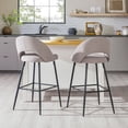 thumbnail image 1 of Walker Edison Set of 2 Modern Bar-Height Upholstered Barstools, Mushroom, 1 of 14