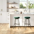thumbnail image 1 of Walker Edison Set of 2 Modern Glam Bar-Height Swiveling Velvet Barstools, Emerald, 1 of 15