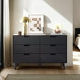 thumbnail image 1 of Walker Edison Simple Wood 6 Drawer Dresser with Cut Out Handles - Black, 1 of 16