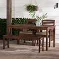 thumbnail image 1 of Walker Edison Solid Wood 4-Piece Outdoor Patio Dining Set, Dark Brown, 1 of 10
