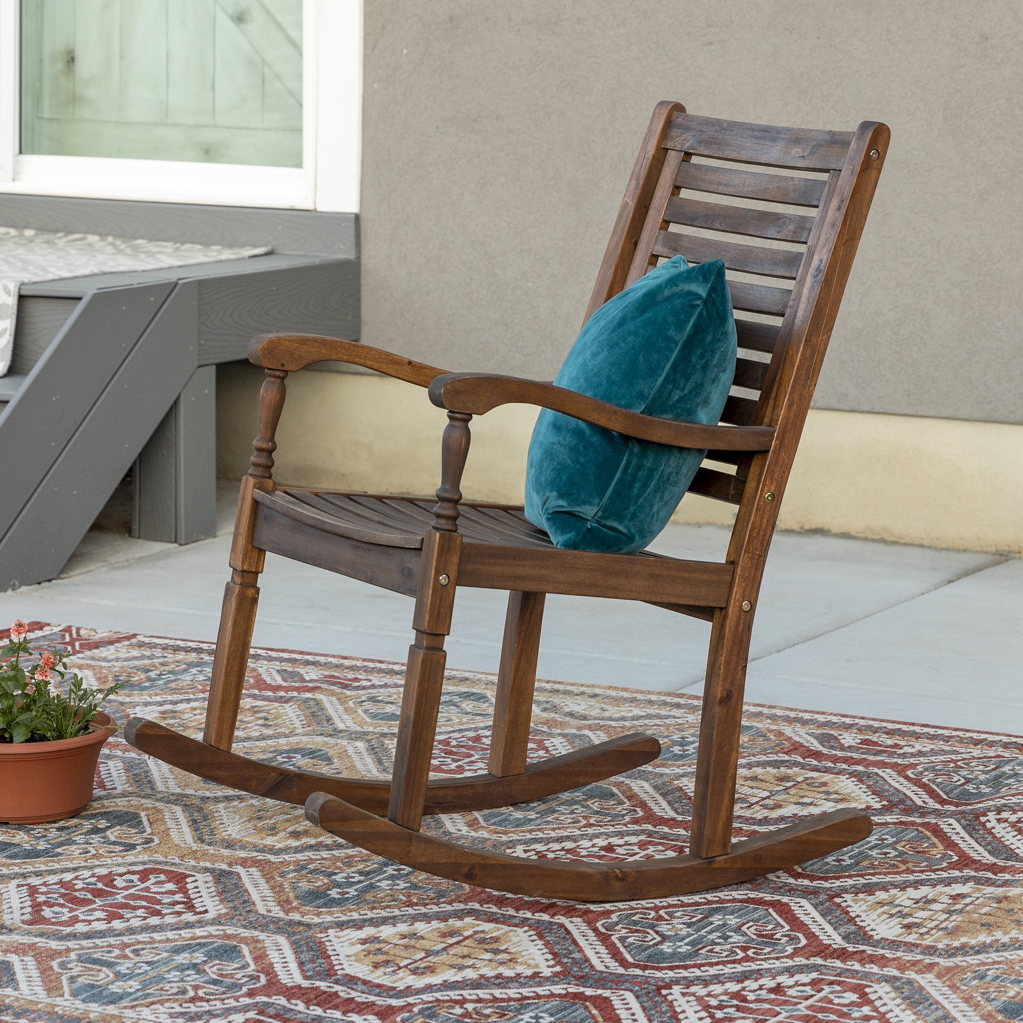 Boardwalk Dark Brown Acacia Wood Outdoor Rocking Chair