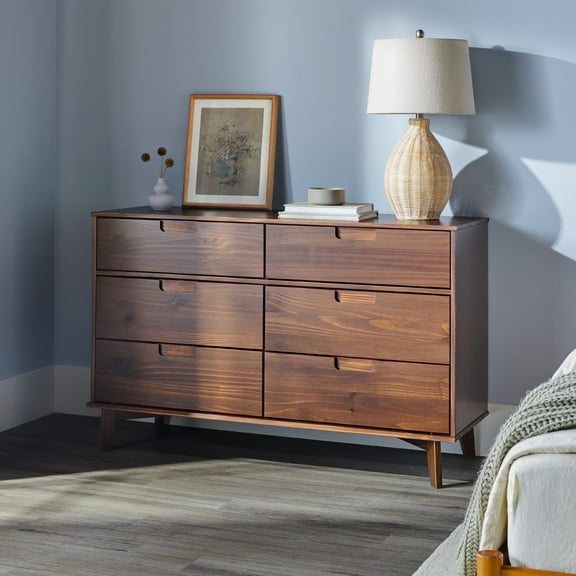 Walker Edison Sonoma 6-Drawer Solid Wood Dresser, Walnut