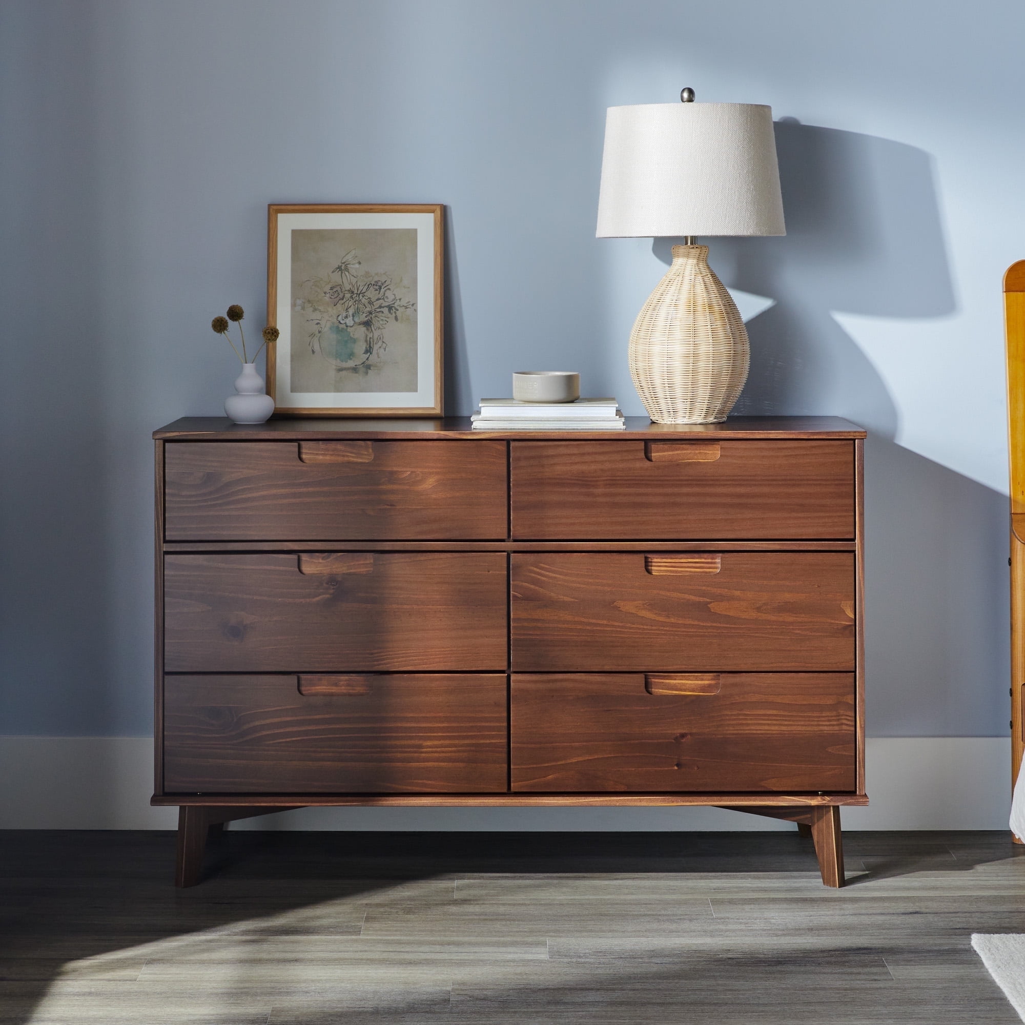 Mid century modern solid wood dresser discount