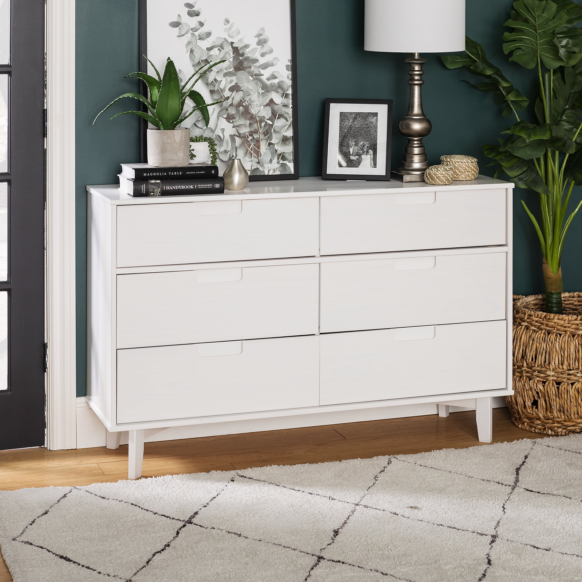 Walker Edison Sonoma 6Drawer Solid Wood Dresser, White