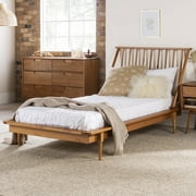 Walker Edison Spindle Headboard Twin Platform Bedframe, Caramel