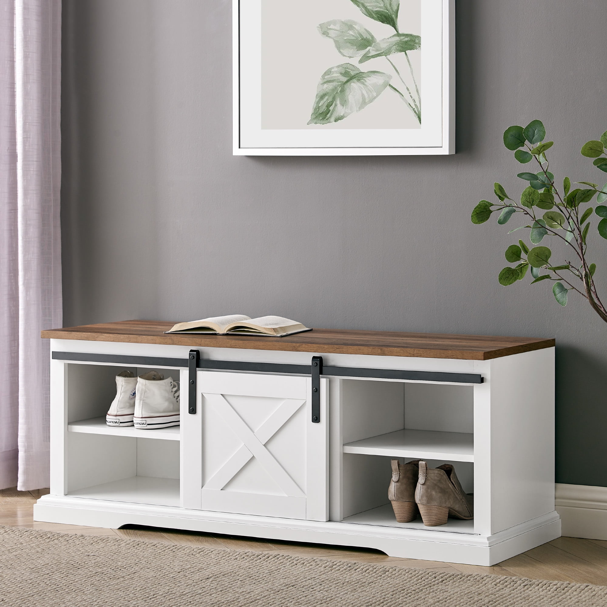 Walker Edison Storage Bench White