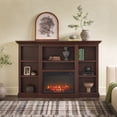 thumbnail image 1 of Walker Edison Traditional 70” Mantel Fireplace with Open Shelves, Brown, 1 of 18