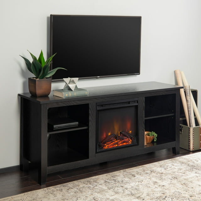 Walker Edison Traditional Fireplace TV Stand for TVs Up to 64" - Black