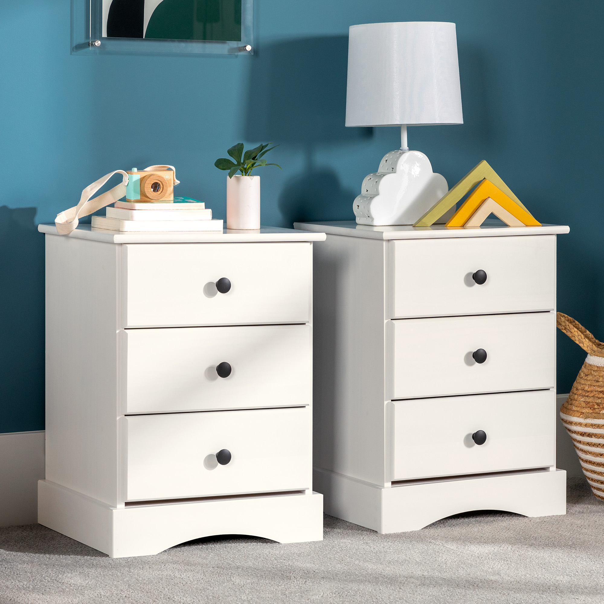 Shop Walker Edison Traditional Solid Wood 3 Drawer Nightstand, Set of 2