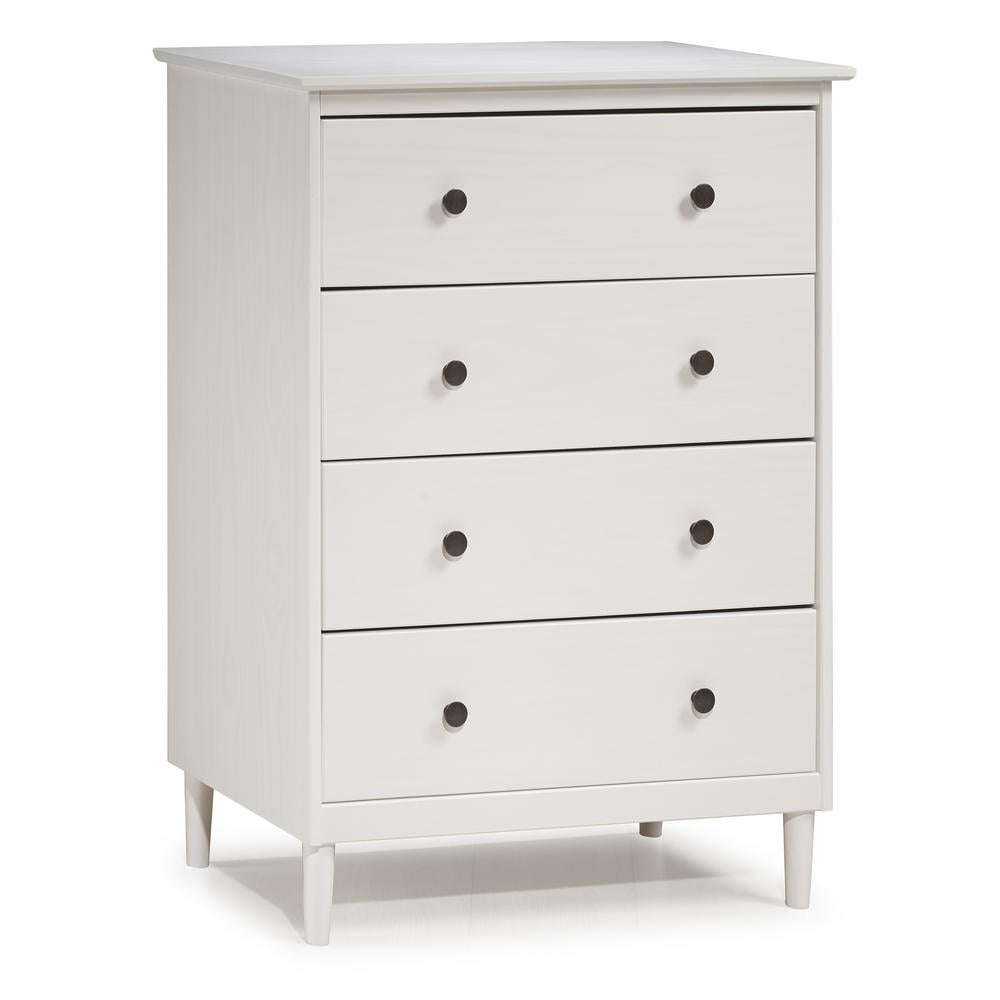 Mid-Century White Pine 4-Drawer Wall Mount Dresser