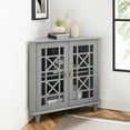 thumbnail image 1 of Walker Edison Transitional Fretwork Doors Corner Accent Cabinet, Grey, 1 of 9