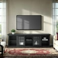 thumbnail image 1 of Walker Edison Transitional Glass-Door TV Stand for TVs up to 90”, Black, 1 of 11