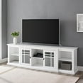 thumbnail image 1 of Walker Edison Transitional Glass-Door TV Stand for TVs up to 90”, White, 1 of 12