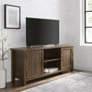WOVEN PATHS Walker Edison Transitional Grooved-Door TV Stand for TVs up to 65”, Dark Walnut