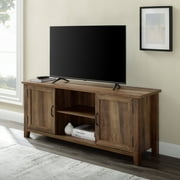 WOVEN PATHS Walker Edison Transitional Grooved-Door TV Stand for TVs up to 65”, Reclaimed Barnwood