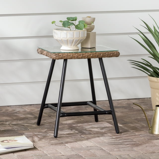 Walker Edison Transitional Patio Wood Side Table - Natural