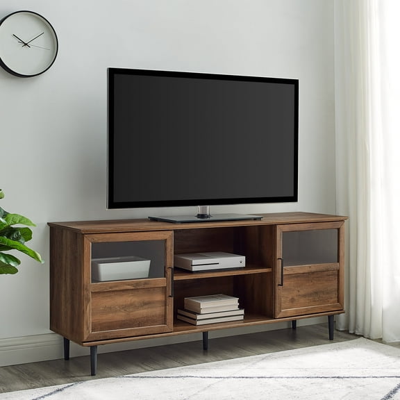 Walker Edison Transitional TV Stand for TVs up to 64", Reclaimed Barnwood