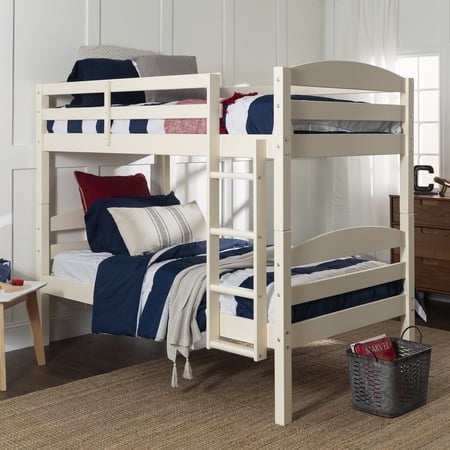 Walker Edison Transitional Wood Twin-Over-Twin Bunk Bed Frame, White