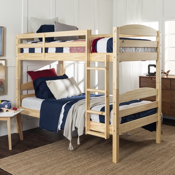 Walker Edison Transitional Wood Twin-over-Twin Bunkbed Frame, Natural