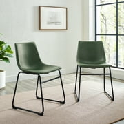 Walker Edison Urban Industrial Faux Leather Dining Chairs, Set of 2, Green