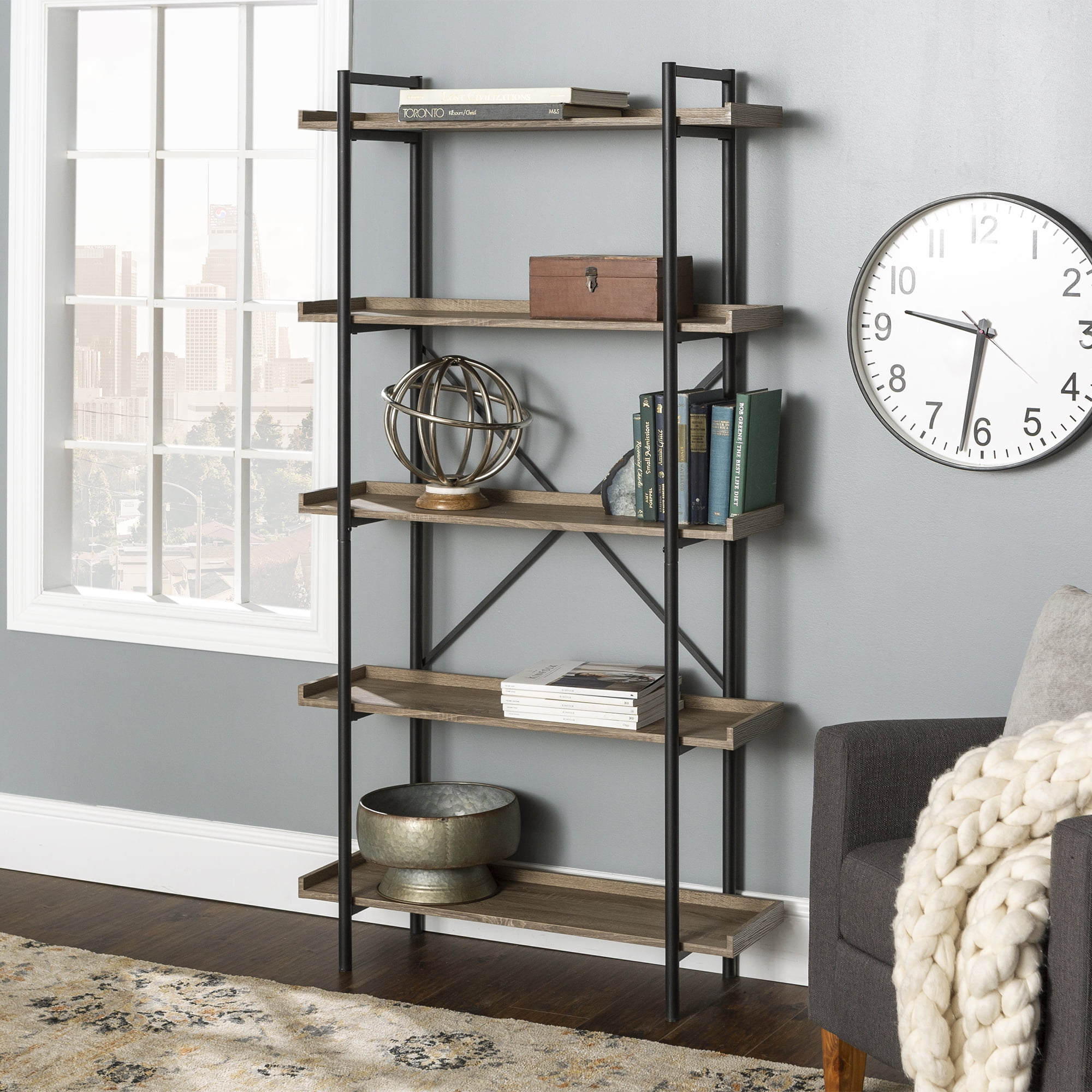 Rustic industrial bookcase discount