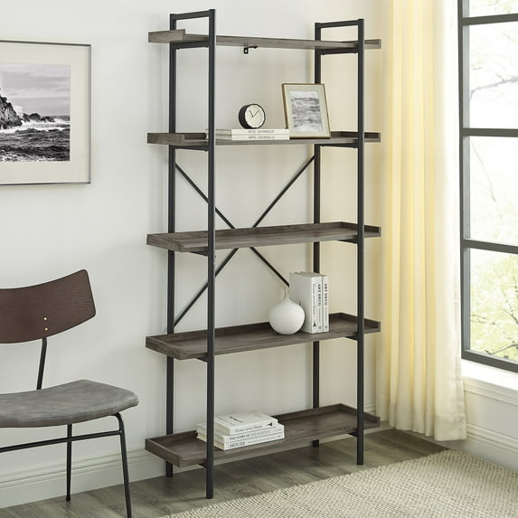 Woven Paths Urban Pipe Rustic Industrial Bookshelf, Grey Wash
