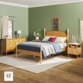 thumbnail image 1 of Walker Edison Vivienne Easy Assembly 4-Piece Solid Wood Bedroom Set with Queen Bed Frame, Two 2-Drawer Nightstands and 6-Drawer Dresser - Natural, 1 of 11