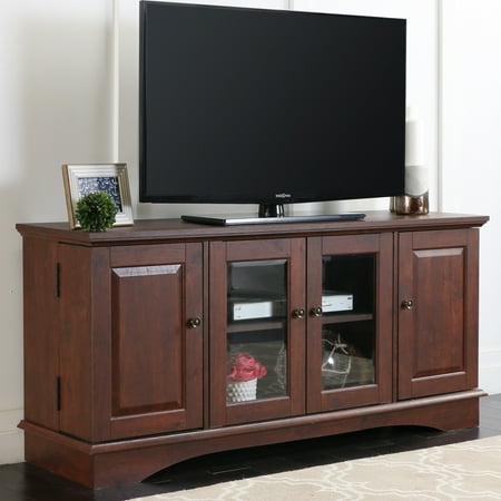 Walker Edison - 52" DVD Media Storage TV Stand for Most Flat-Panel TV's up to 58" - Brown