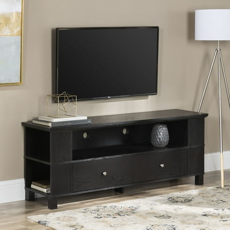 Walker Edison - Rustic Wood TV Console for Most TVs Up to 65" - Black