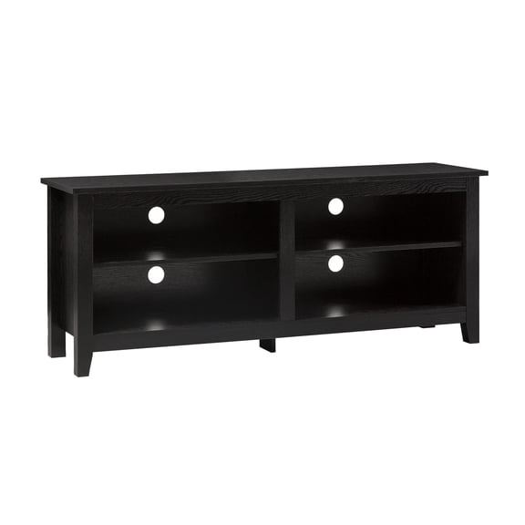 Walker Edison Wren Classic 4 Cubby TV Stand for TVs up to 65 Inches, 58 Inch, Black