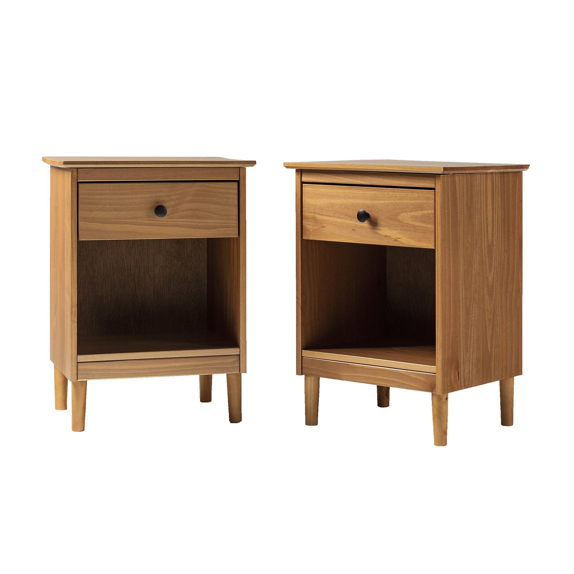 Walker Edison Wright MidCentury Nightstand, Caramel, Set of 2