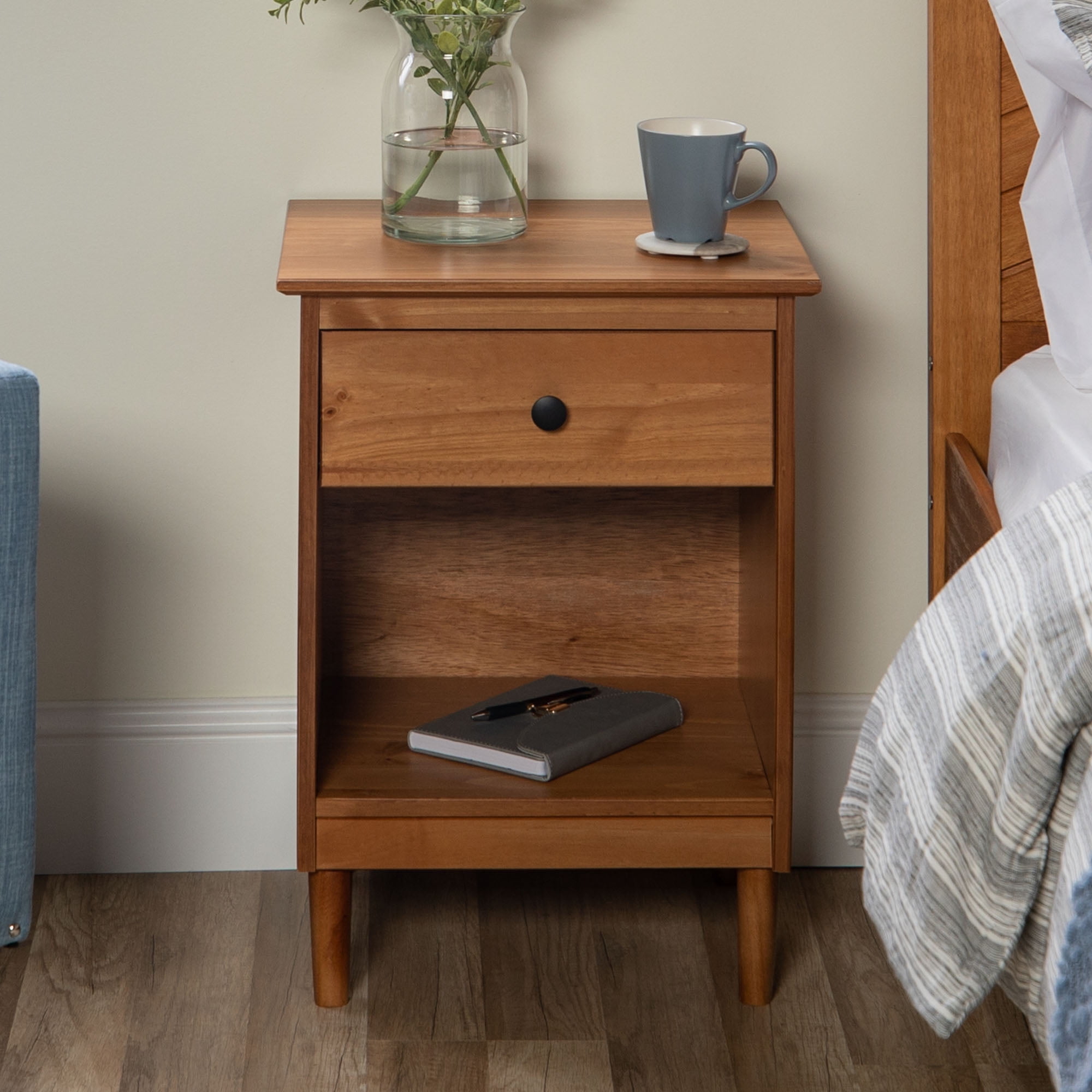 Walker Edison Wright Mid-Century Nightstand, Caramel - Walmart.com