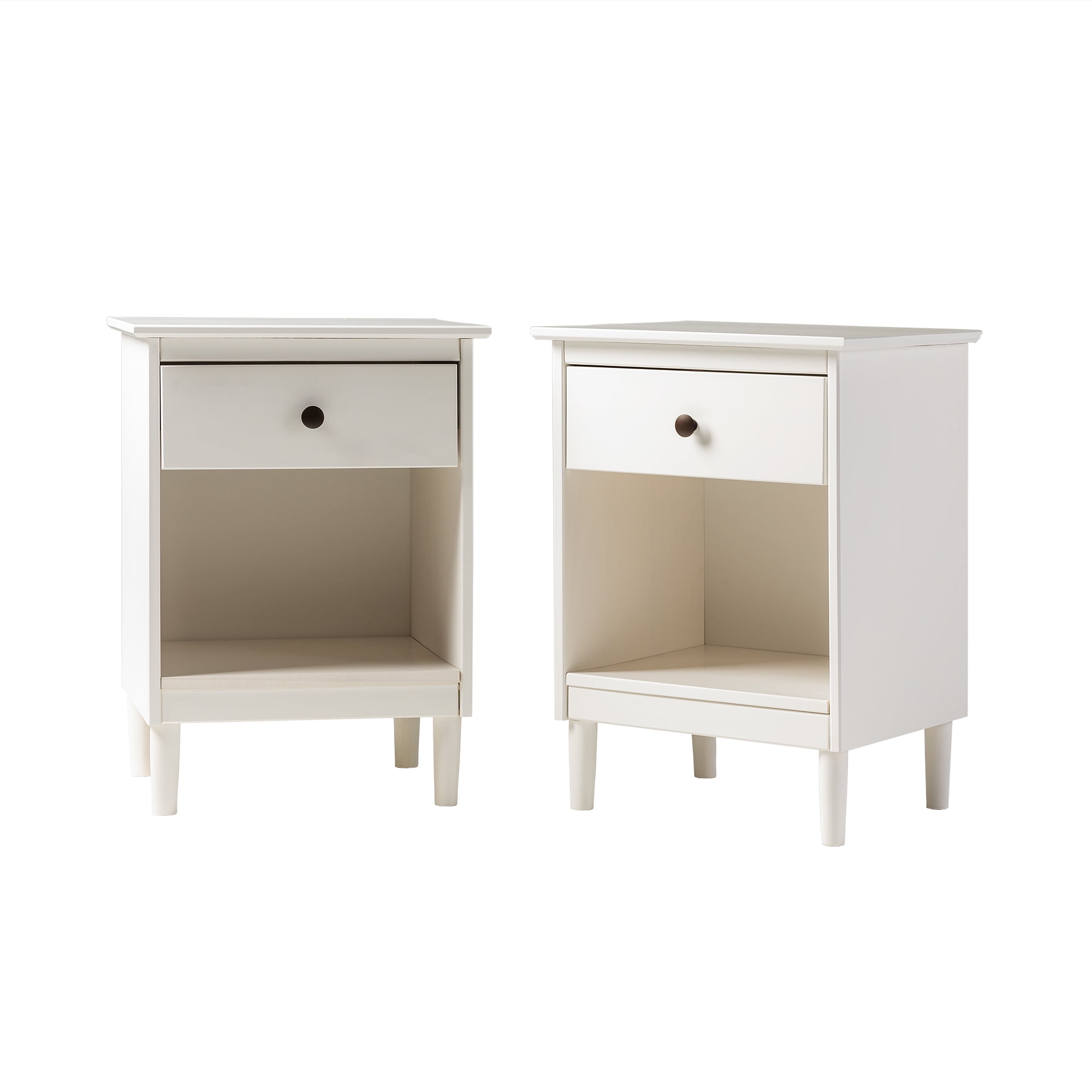 Walker Edison Wright MidCentury Nightstand, White, Set of 2
