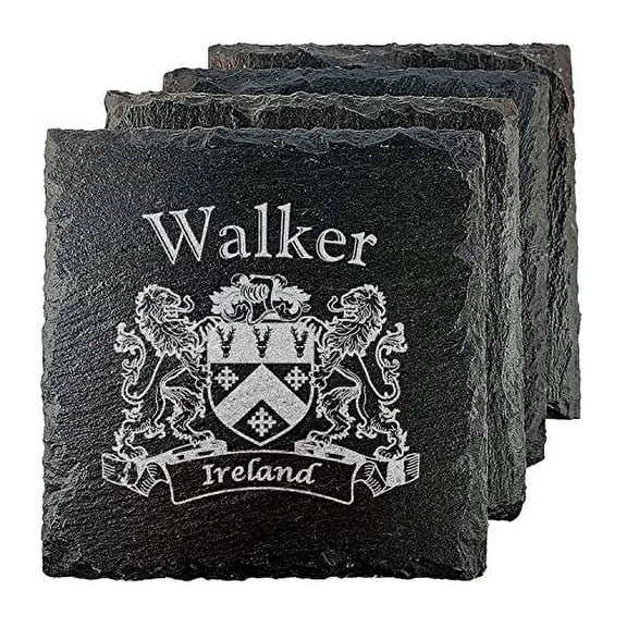 Walker Irish Coat of Arms Slate Coasters - Set of 4